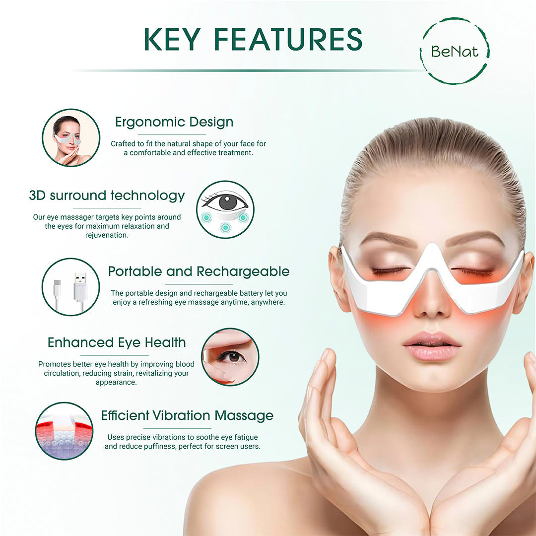 Under-Eye Red Light Therapy Skin Rejuvenation and Relaxation Massager | BeNat